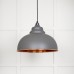 Harlow pendant light in Bluff with hammered copper interior 49501bl 1 l
