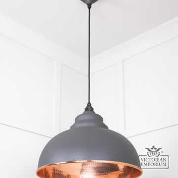 Harlow Pendant Light In Bluff With Hammered Copper Interior 49501bl 2 L