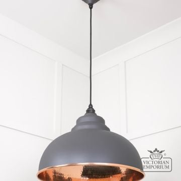 Harlow Pendant Light In Bluff With Hammered Copper Interior 49501bl 3 L