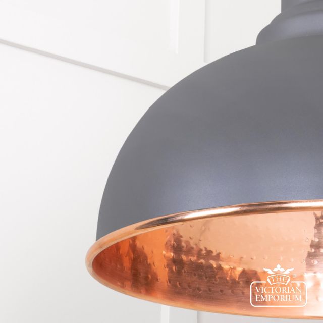 Harlow Pendant Light In Bluff With Hammered Copper Interior 49501bl 4 L