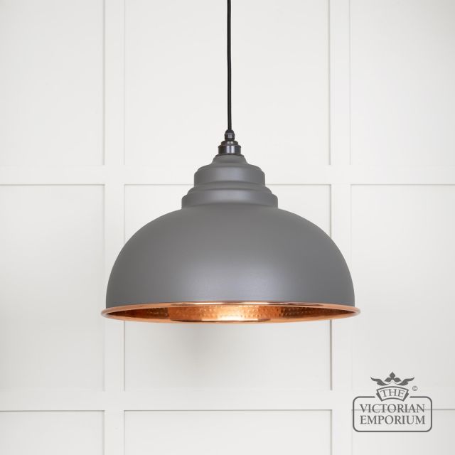 Harlow Pendant Light In Bluff With Hammered Copper Interior 49501bl Main L