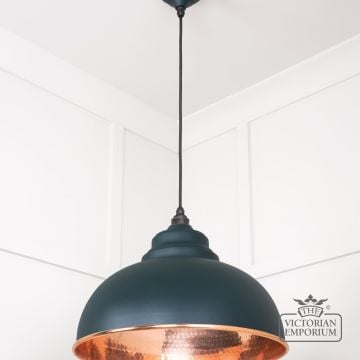 Harlow Pendant Light In Dingle With Hammered Copper Interior 49501di 2 L