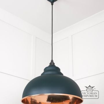 Harlow Pendant Light In Dingle With Hammered Copper Interior 49501di 3 L