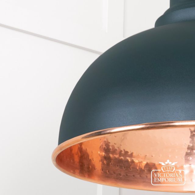 Harlow Pendant Light In Dingle With Hammered Copper Interior 49501di 4 L