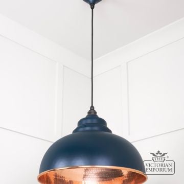 Harlow Pendant Light In Dusk With Hammered Copper Interior 49501du 2 L