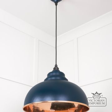 Harlow Pendant Light In Dusk With Hammered Copper Interior 49501du 3 L