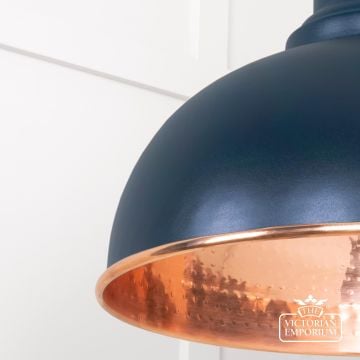 Harlow Pendant Light In Dusk With Hammered Copper Interior 49501du 4 L