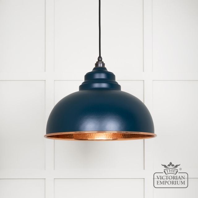 Harlow Pendant Light In Dusk With Hammered Copper Interior 49501du Main L