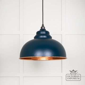 Harlow Pendant Light In Dusk With Hammered Copper Interior 49501du Main L