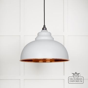 Harlow pendant light in Flock with hammered copper interior