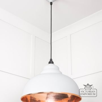 Harlow Pendant Light In Flock With Hammered Copper Interior 49501f 2 L