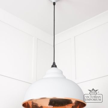 Harlow Pendant Light In Flock With Hammered Copper Interior 49501f 3 L