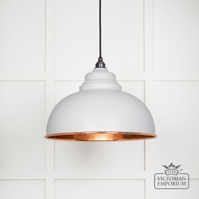 Harlow Pendant Light In Flock With Hammered Copper Interior 49501f Main L
