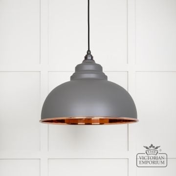 Harlow Pendant Light In Smooth Copper With Bluff Exterior 49501sbl 1 L