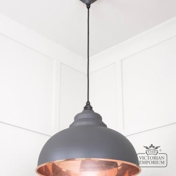 Harlow Pendant Light In Smooth Copper With Bluff Exterior 49501sbl 2 L