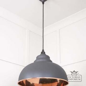 Harlow Pendant Light In Smooth Copper With Bluff Exterior 49501sbl 3 L