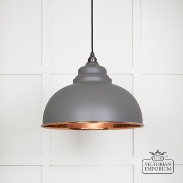 Harlow Pendant Light In Smooth Copper With Bluff Exterior 49501sbl Main L