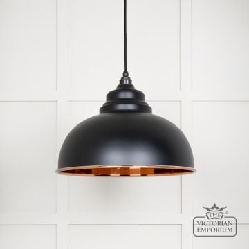 Harlow Pendant Light In Smooth Copper With Black Exterior 49501seb 1 L