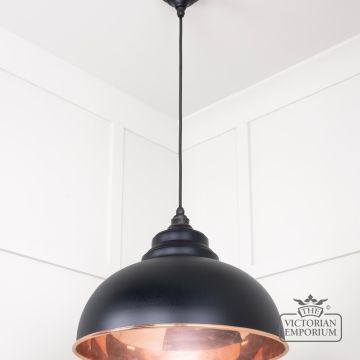 Harlow Pendant Light In Smooth Copper With Black Exterior 49501seb 2 L