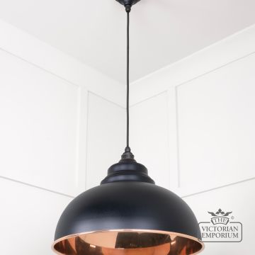 Harlow Pendant Light In Smooth Copper With Black Exterior 49501seb 3 L