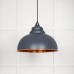 Harlow pendant light in hammered copper with Slate exterior 49501sl 1 l