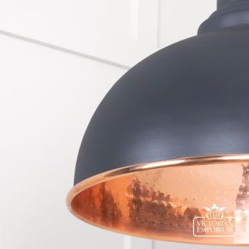 Harlow Pendant Light In Hammered Copper With Slate Exterior 49501sl 4 L