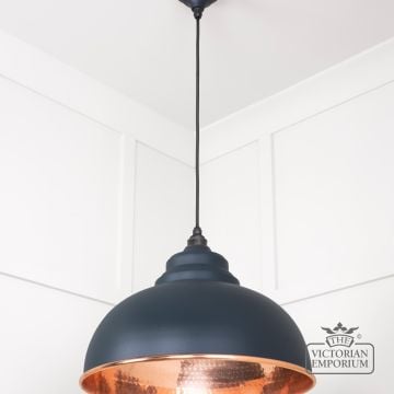 Harlow Pendant Light In Hammered Copper With Soot Exterior 49501so 2 L