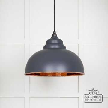 Harlow Pendant Light In Smooth Copper With Slate Exterior 49501ssl 1 L
