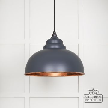 Harlow Pendant Light In Smooth Copper With Slate Exterior 49501ssl Main L