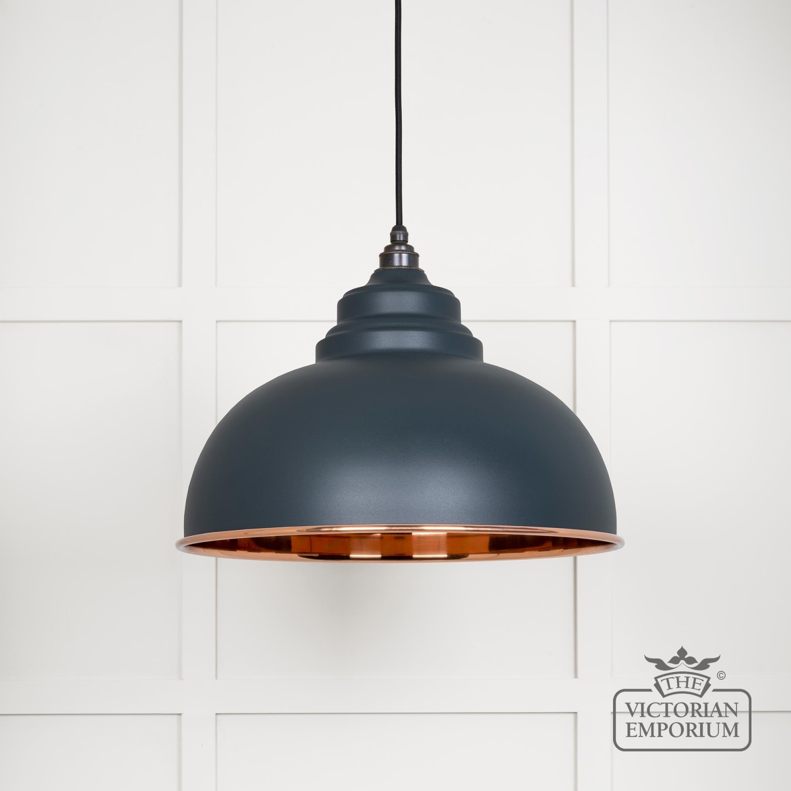Harlow Pendant Light in Smooth Copper with Soot Exterior