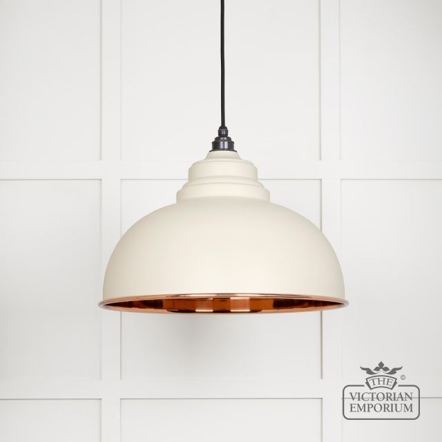 Harlow Pendant Light in Smooth Copper with Teasel Exterior