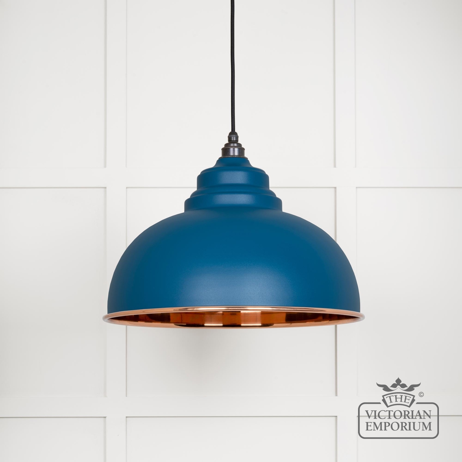 Harlow pendant light in smooth copper with Upstream exterior