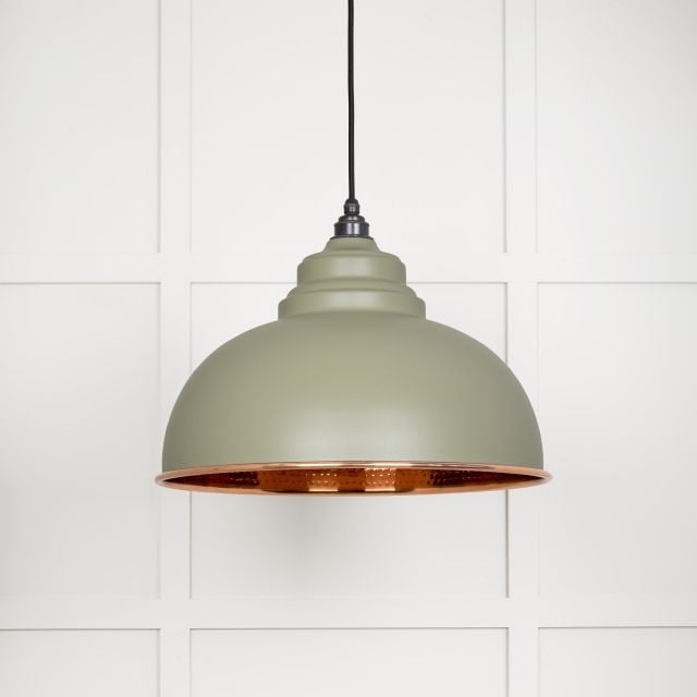 Harlow Pendant Light in Hammered Copper with Tump Exterior
