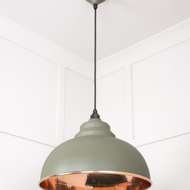 Harlow Pendant Light In Hammered Copper With Tump Exterior 49501tu 3 L