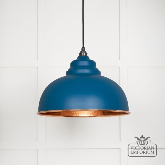 Harlow Pendant Light In Hammered Copper With Upstream Exterior 49501u Main L