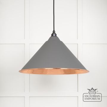 Hockliffe pendant light in Bluff and hammered copper