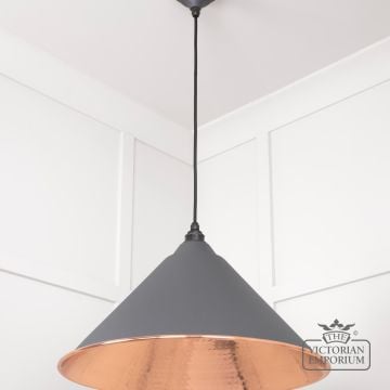 Hockliffe Pendant Light In Bluff And Hammered Copper 49503bl 3 L