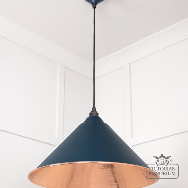 Hockliffe Pendant Light In Dusk And Hammered Copper 49503du 3 L