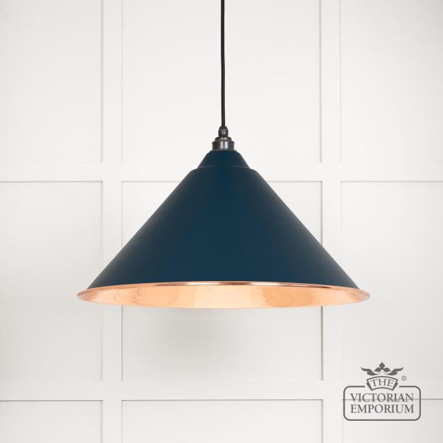 Hockliffe Pendant Light In Dusk And Hammered Copper 49503du Main L