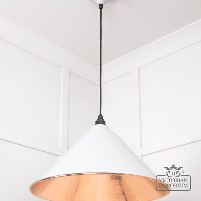Hockliffe Pendant Light In Flock And Hammered Copper 49503f 2 L