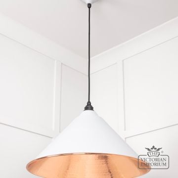 Hockliffe Pendant Light In Flock And Hammered Copper 49503f 2 L
