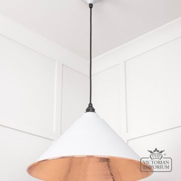 Hockliffe Pendant Light In Flock And Hammered Copper 49503f 3 L
