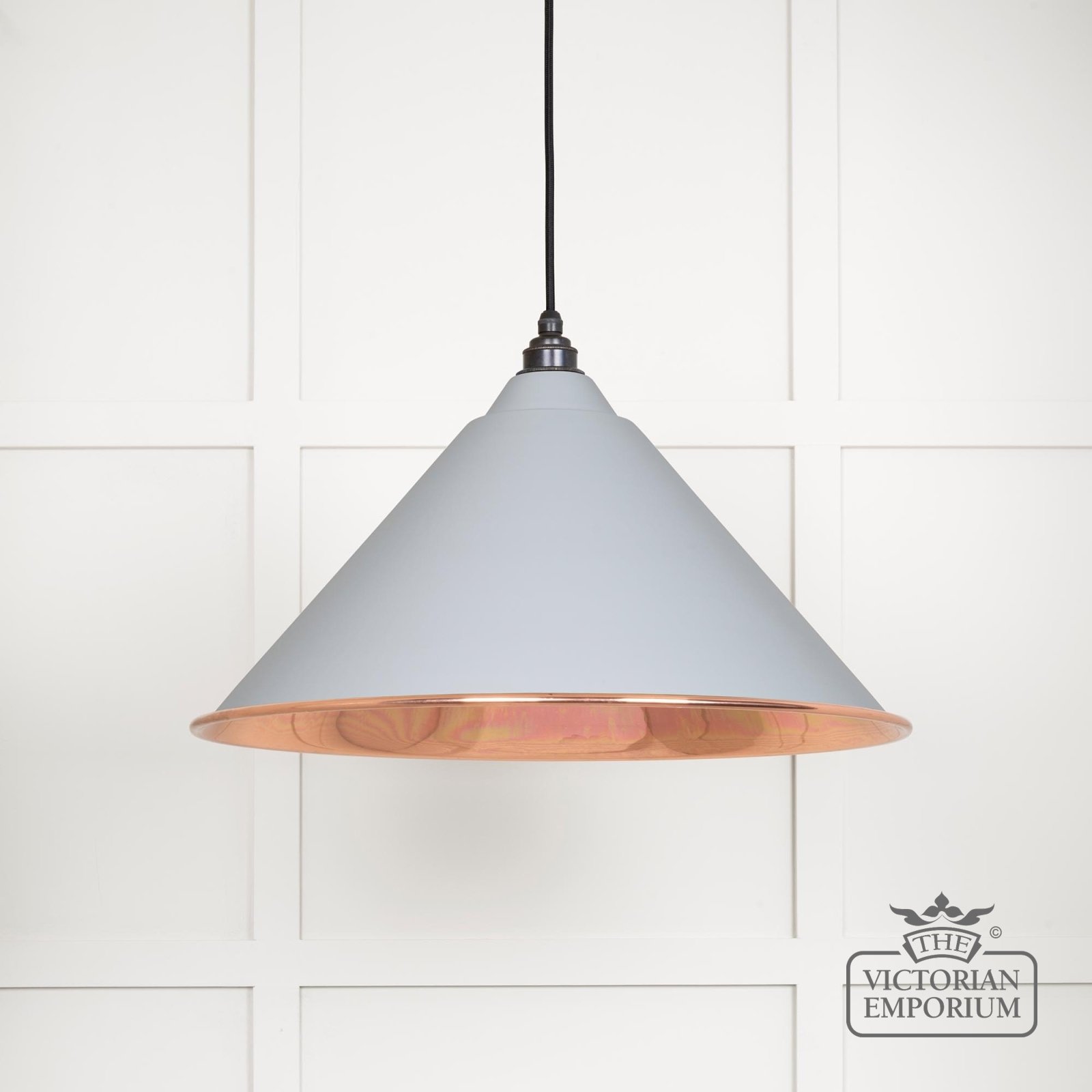 Hockliffe pendant light in Birch and smooth copper