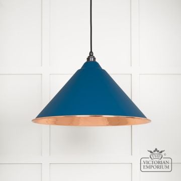 Hockliffe pendant light in Upstream and hammered copper