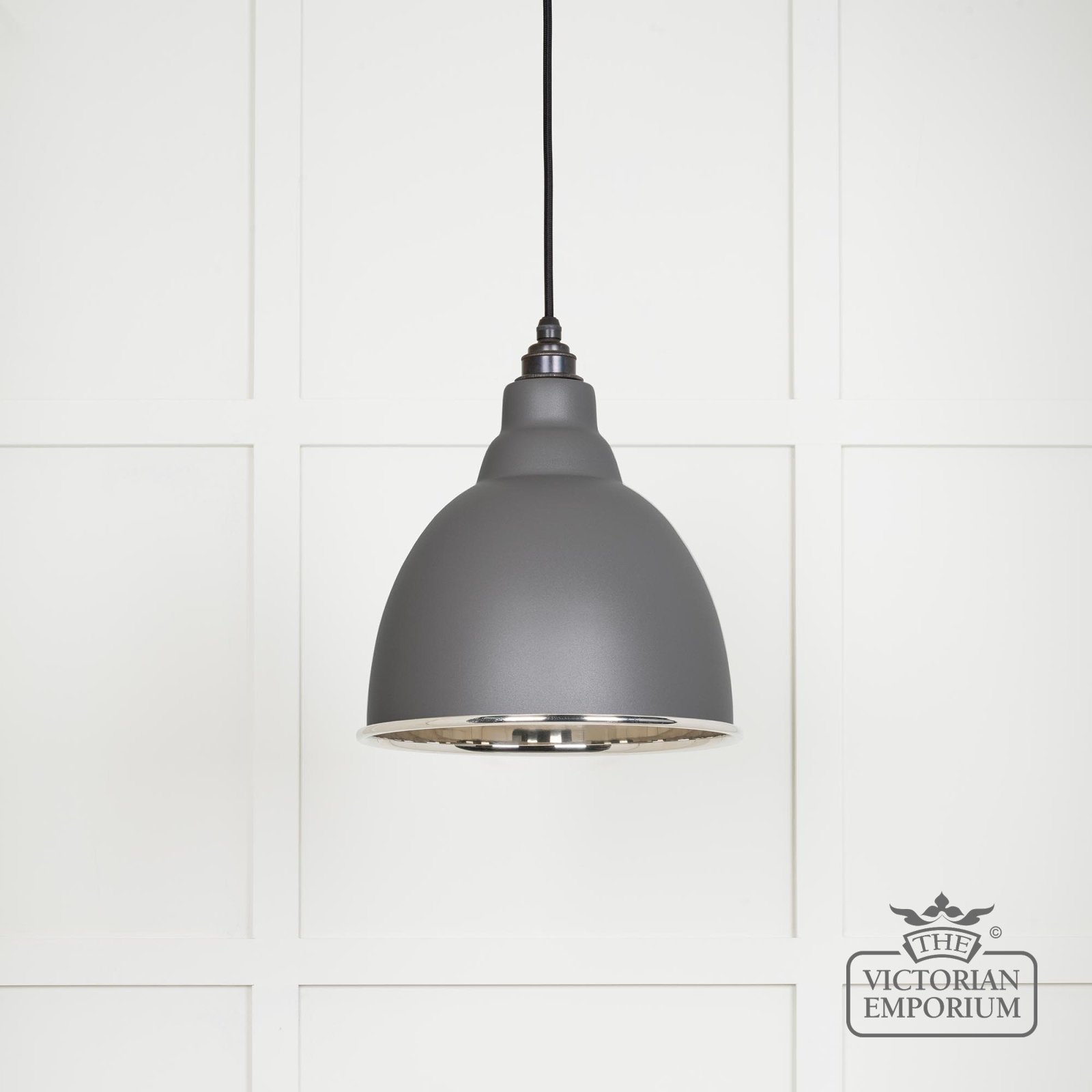 Brindle pendant light in bluff with nickel interior