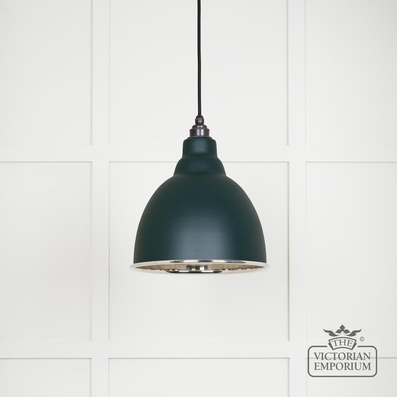Brindle pendant light in Dingle with nickel interior