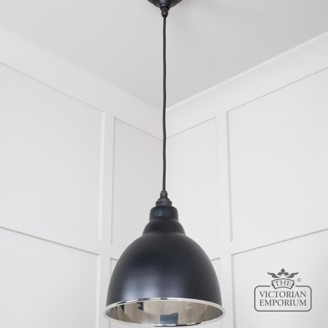 Brindle Pendant Light In Black With Nickel Interior 49504eb 2 L