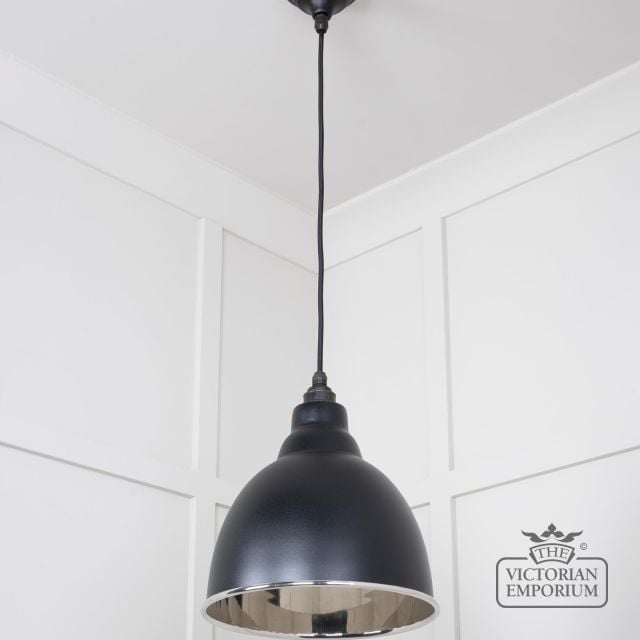 Brindle Pendant Light In Black With Nickel Interior 49504eb 3 L