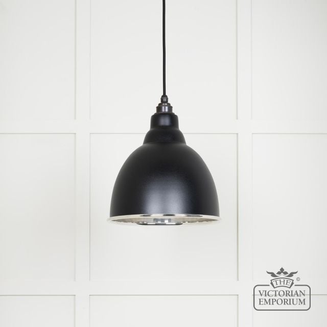 Brindle Pendant Light In Black With Nickel Interior 49504eb Main L