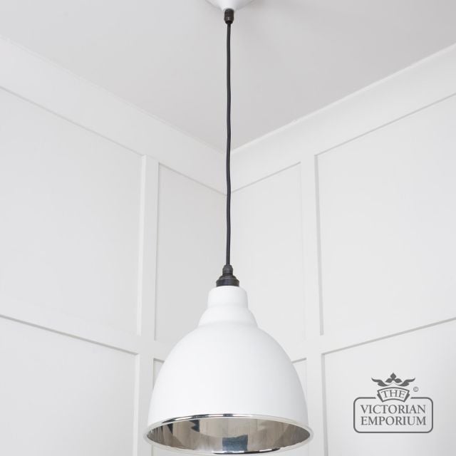 Brindle Pendant Light In Flock With Nickel Interior 49504f 2 L
